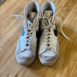 Nike White and Black High-Top Sneakers